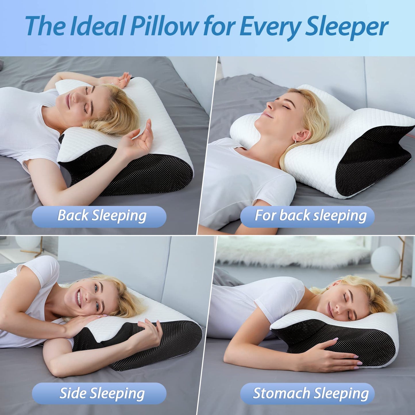 Memory Foam Cervical Pillow, 2 in 1 Ergonomic Contour Orthopedic Pillow for Neck Pain, Contoured Support Pillows,Neck Pillow